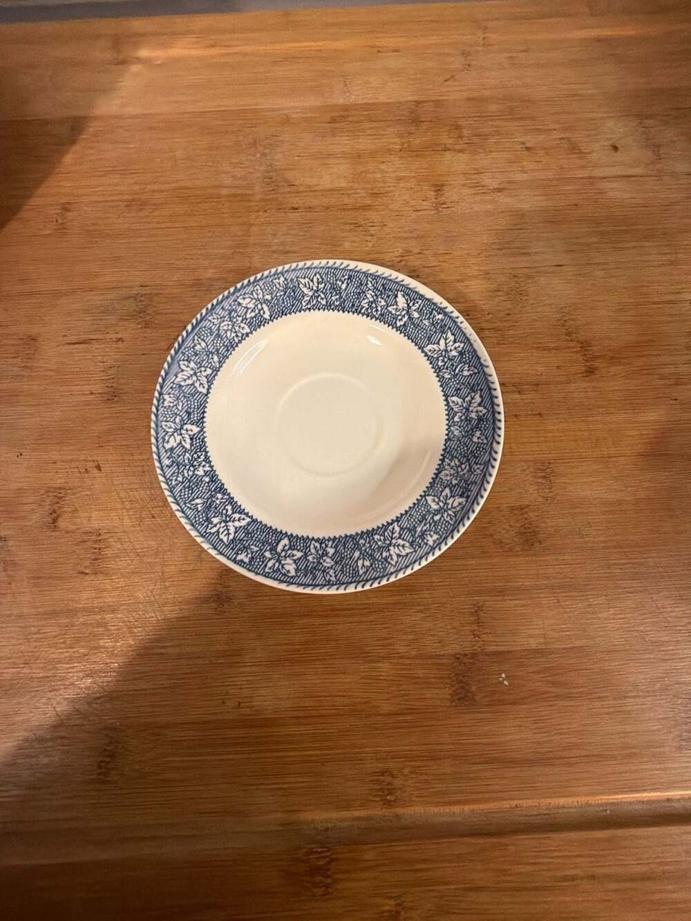 Homer Laughlin Shakespeare Country Saucer 6 In Blue White Leaf Floral
